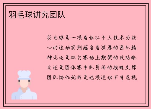 羽毛球讲究团队